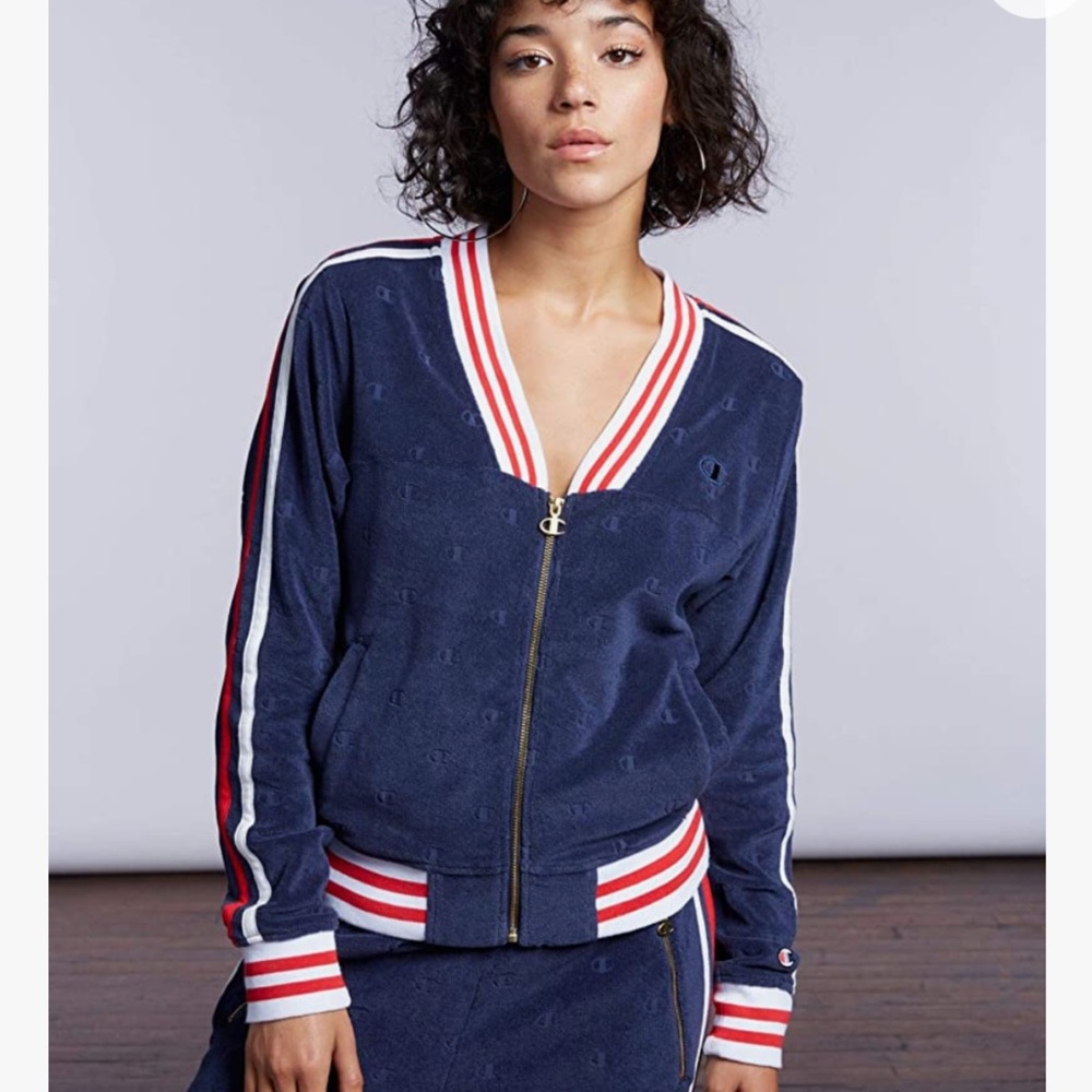 Vintage Champion Women's Terry Cloth Warm-up Jacket